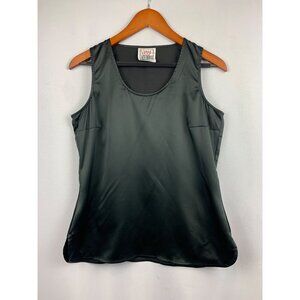 Very Vollbracht Womens Sleeveless Black Satin Top S Polyester/Spandex